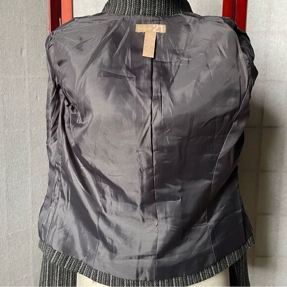 Forever 21 Charcoal Gray & White Striped 50% Wool Button Down Blazer (Med) - Picture 3 of 9